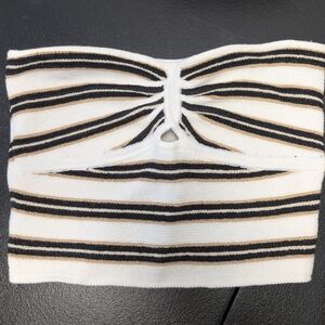 American Eagle Outfitters Black and White Striped Crop Top